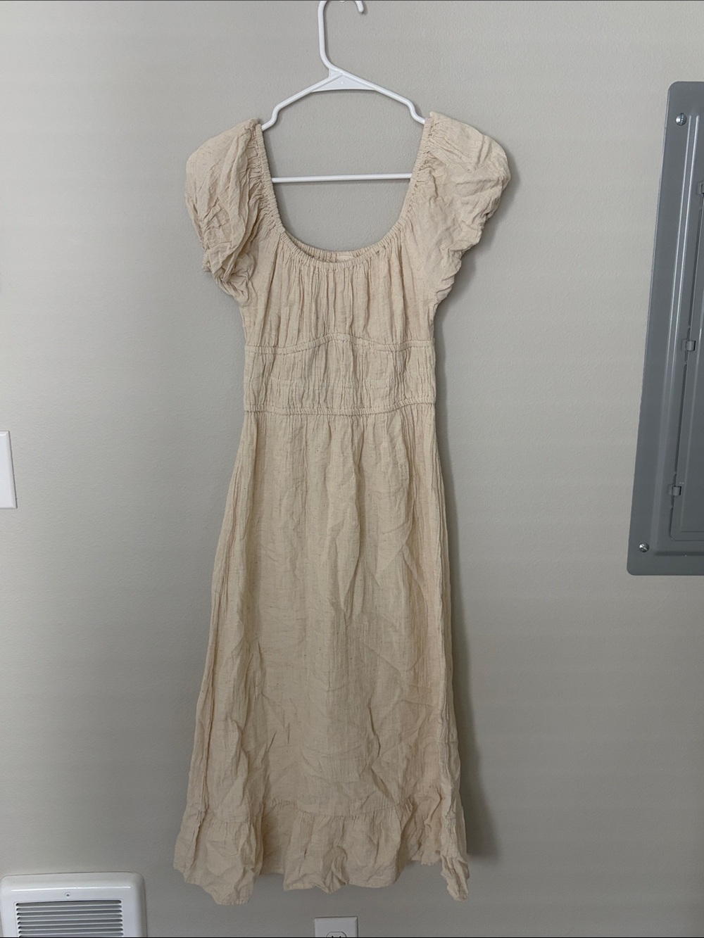 Women's Cream Puff-Sleeve Maxi Dress